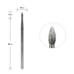 Freza diamentowa Staleks Pro Expert nerkowa ostra czerwona średnica 1,8 mm / część robocza 4 mm