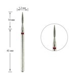 Фреза для маникюра TUFI profi PREMIUM алмазная цилиндр тонкий стрельчатый конец 863 250 012R 1,2 мм красная насечка