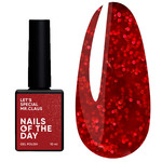 Гель-лак NAILSOFTHEDAY Let's special Mrs. Claus красный с блестками 10 мл