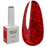 Lakier hybrydowy NAILSOFTHEDAY Let's special Mrs. Claus czerwony z brokatem 10 ml