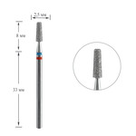 Frez do paznokci diamentowy DUO Staleks stożek czerwono-niebieski EXPERT średnica 2,5 mm / część pracująca 8 mm