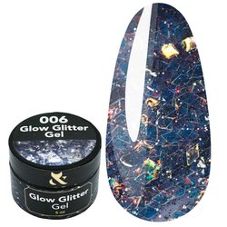 Glitter FOX Glow Glitter Gel 006 dark graphite with mica and microshine 5 ml - Фото №1