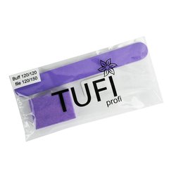 Набор одноразовый TUFI profi PREMIUM пилочка 120/150 и баф 120/120 фиолетовый (0121830) - Фото №1