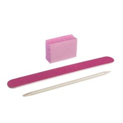 Набор одноразовый для маникюра Kodi розовый (пилочка 120/120, баф 120/120, апельсиновая палочка)