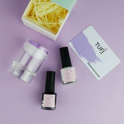 Stamping set TUFI profi  PREMIUM Frida 2 (purple stamp+2 gel polishes+scrapper) (0102073) - Фото №4