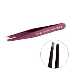 Eyebrow tweezers Staleks Pro EXPERT 11 TYP 4 (slant), violet