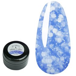 Żel Saga Shine color Flakes №1 niebieski z białymi łatami 5 ml (0102352) - Фото №1