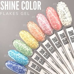 Żel Saga Shine color Flakes nr 5 brzoskwiniowy z białymi plamami 5 ml (0102356) - Фото №3