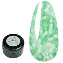 Żel Saga Shine color Flakes №3 zielony z białymi drobinkami 5 ml (0102354) - Фото №1
