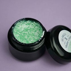 Żel Saga Shine color Flakes №3 zielony z białymi drobinkami 5 ml (0102354) - Фото №3