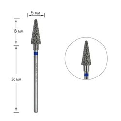 Cutter for manicure TUFI profi PREMIUM carbide cone 161 190 050 blue notch - Фото №1