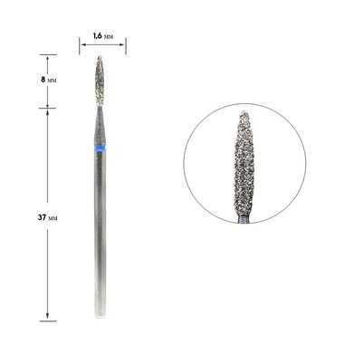 Freza diamentowa Staleks Pro Expert płomień niebieski średnica 1,6 mm / część robocza 8 mm