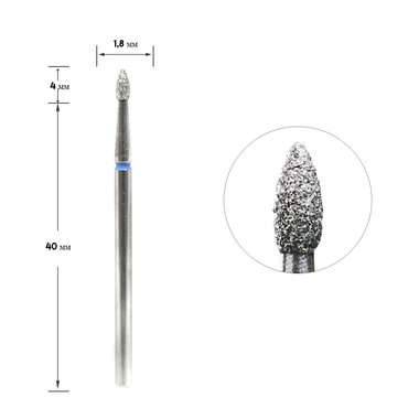 Freza diamentowa Staleks Pro Expert nerkowa ostra niebieska średnica 1,8 mm / część robocza 4 mm