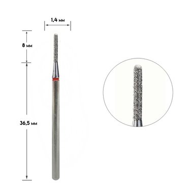 Freza diamentowa Staleks Pro Expert cylinder zaokrąglony czerwony średnica 1,4 mm / część robocza 8 mm