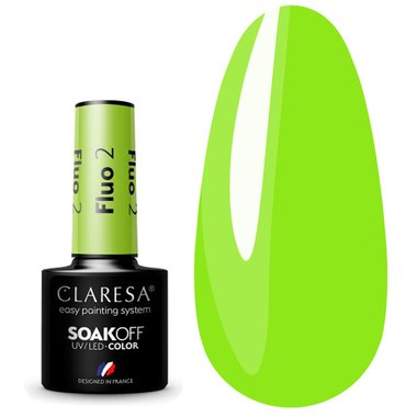 Лак гибридный Claresa FLUO 2 светло-зеленый, 5г