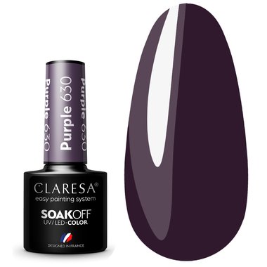 Lakier hybrydowy Claresa PURPLE 630 czarny fioletowy, 5 ml