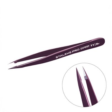 Пинцет для бровей Staleks Pro EXPERT 11 TYPE 5 (точечный), фиолетовый