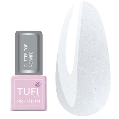 Топ TUFI profi PREMIUM Glitter Top No Wipe без липкого слоя с микроблеском 8 мл (0100375) - Фото №1