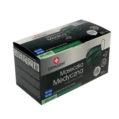 Медицинская маска Opharm зеленая 50 шт. - Фото №2