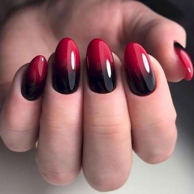 Black manicure (red ombre)