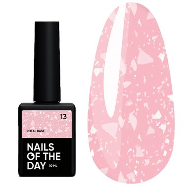 Base NAILSOFTHEDAY Potal №13 pink with pink gold leaf 10 ml - Фото №1