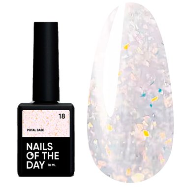 Baza hybrydowa NAILSOFTHEDAY Potal №18 mleczny z wielobarwnym potalem 10 ml - Фото №1