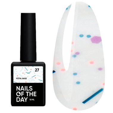 Baza hybrydowa NAILSOFTHEDAY Potal № 27 mleczny z wielobarwnym potalem 10 ml - Фото №1