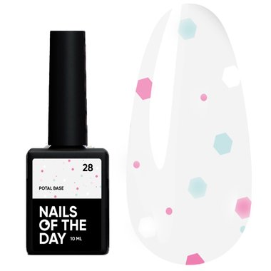 Baza hybrydowa NAILSOFTHEDAY Potal № 28 mleczny z wielobarwnym potalem 10 ml - Фото №1