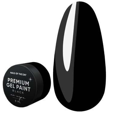 Farba żelowa NAILSOFTHEDAY Premium gel paint Black no wipe, 5 ml - Фото №1
