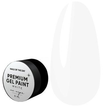 Farba żelowa NAILSOFTHEDAY Premium gel paint White no wipe, 5 ml - Фото №1