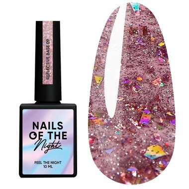 База NAILSOFTHENIGHT Reflective base 09 розовый с блестками, 10 ml