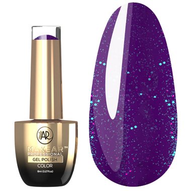 Lakier hybrydowy MAKEAR Lollipop 564 fiolet z brokatem 8 ml - Фото №1