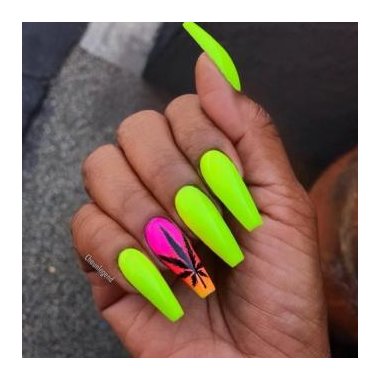 Neon manicure (Long light green nails)