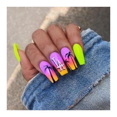 Neon manicure (Long nails with patterns)