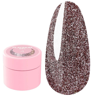 Brokat żelowy LUNA Platinum №04 do stylizacji różowy z brokatem 5 ml (804-2938) - Фото №1
