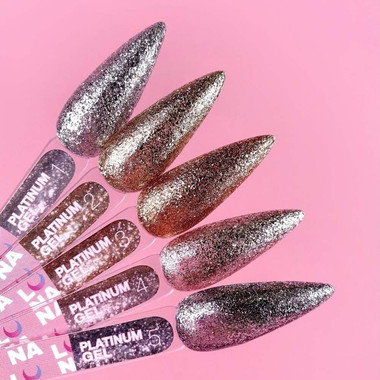 Brokat żelowy LUNA Platinum №04 do stylizacji różowy z brokatem 5 ml (804-2938) - Фото №4
