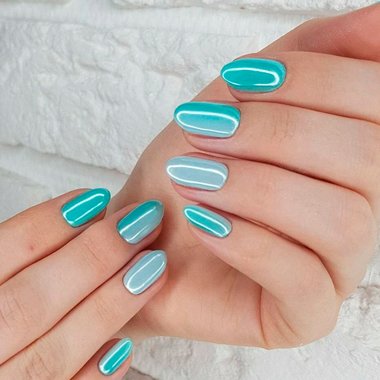 Turquoise manicure (With rubbing)