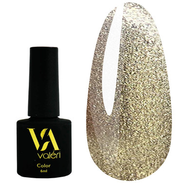 Lakier hybrydowy VALERI Color № 107 delikatny złoty z mikropołyskiem 6 ml (VA107) - Фото №1