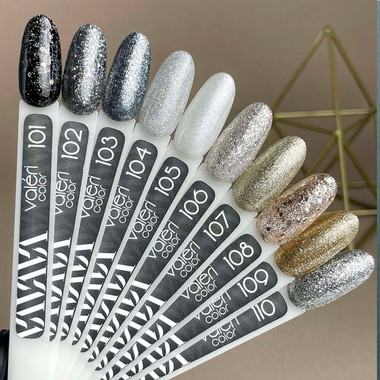 Gel polish VALERI Color № 109 gold with micro-shine 6 ml (VA109) - Фото №3
