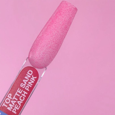 Топ для ногтей LUNA Matte Sand Peach Pink Non Wipe без липкого слоя с эффектом песчаной текстуры розовый персик 13 мл (300-3430) - Фото №3