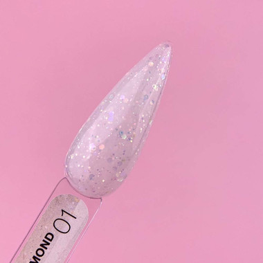 Гель LUNA для наращивания Diamond Gel №1 молочно-белый с блестками 15 мл (323-2354-0455) - Фото №3