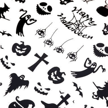 Naklejki do paznokci cienkie samoprzylepne halloween MS-C298 czarne - Фото №2