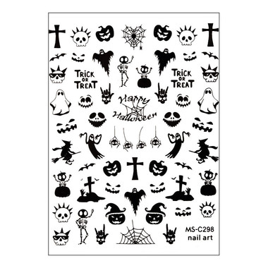Naklejki do paznokci cienkie samoprzylepne halloween MS-C298 czarne - Фото №1