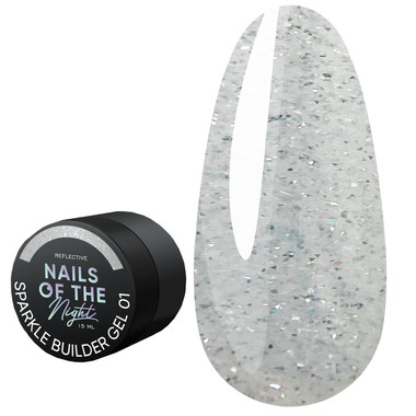 Żel budujący NAILSOFTHENIGHT Sparkle Builder gel 01 srebrny odblaskowy 15 ml - Фото №1