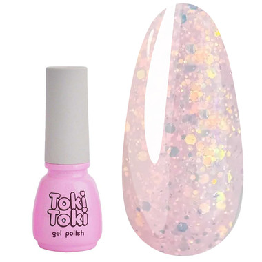 Гель-лак Toki-Toki Unicorn UN04 полупрозрачный розовый с блестками 5 мл - Фото №1