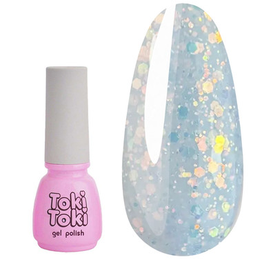 Гель-лак Toki-Toki Unicorn UN06 полупрозрачный голубой с блестками 5 мл - Фото №1