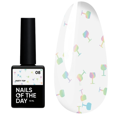 Топ NAILSOFTHEDAY Party top 08 с голографическими бокалами 10 мл - Фото №1