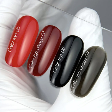 Топ NAILSOFTHEDAY Color top Vitrage 07 без липкого слоя глубокий полупрозрачный бордовый 10 мл - Фото №4