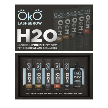 Zestaw OKO lash&brow Liquid Hybrid tint H2O (5 kolorów i 1 utleniacz) - Фото №1