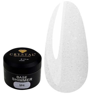 База для ногтей Crystal Base Shimmer №4 молочный с шиммером 15 мл - Фото №1